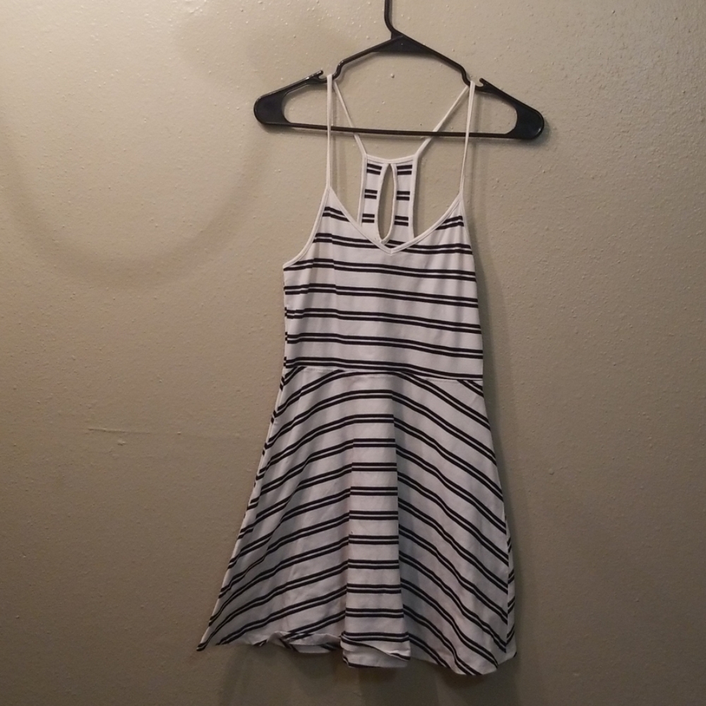 Black and white striped skater dress